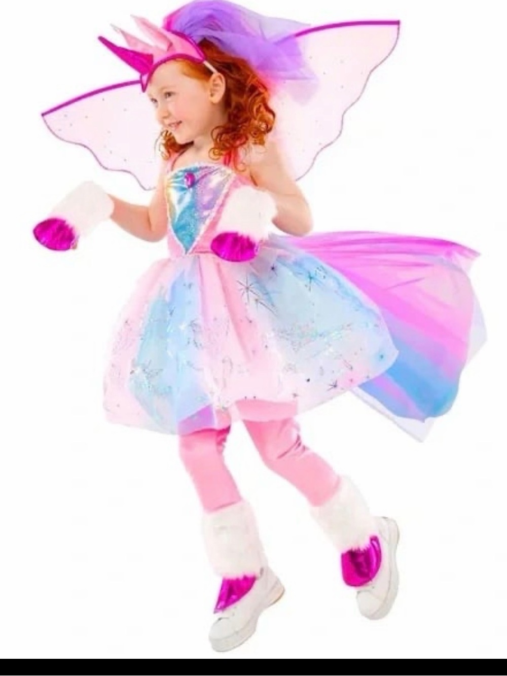 Pink unicorn Halloween Costume Dress with Wings and Accessories